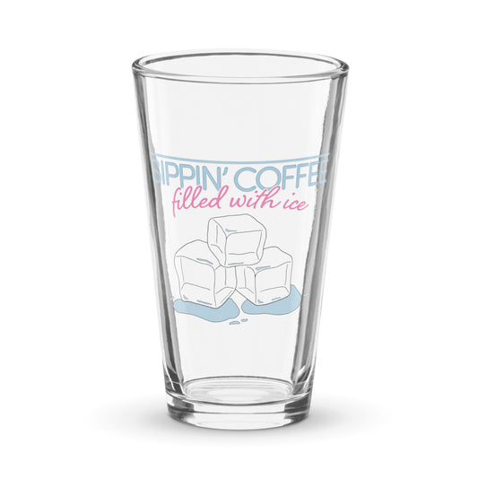 'Sippin' coffee filled with ice' Pint Glass